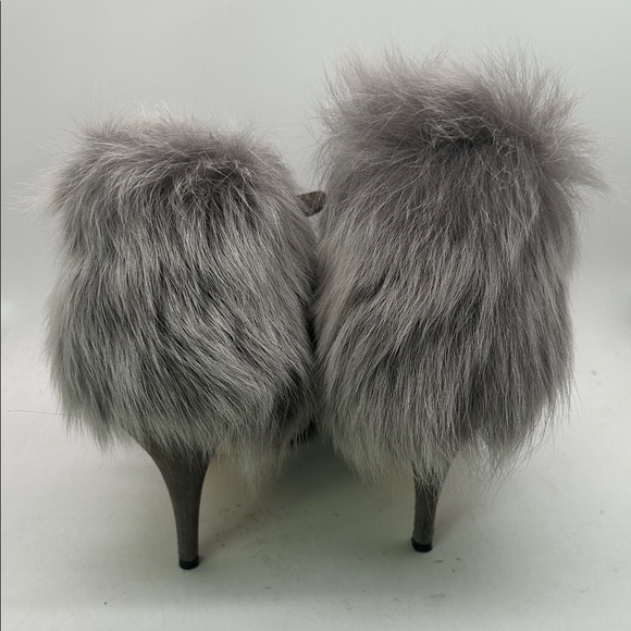 Bettye Muller Gray Fur-Trimmed Ankle Booties Boots Shoes **Size 35.5/US 5.5**🌸🌸 - Picture 5 of 8
